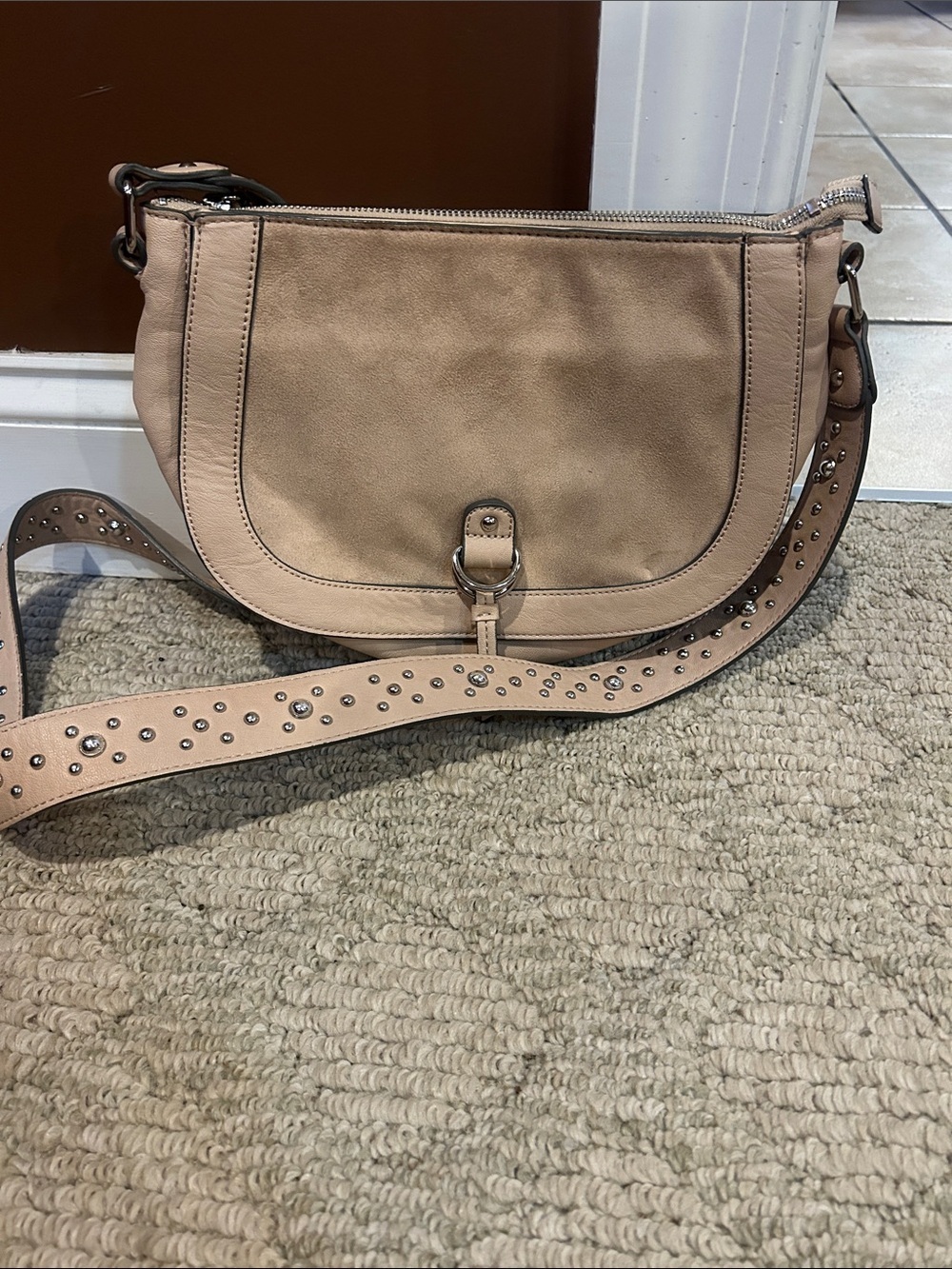 Nine West Studded Crossbody Bag in Taupe